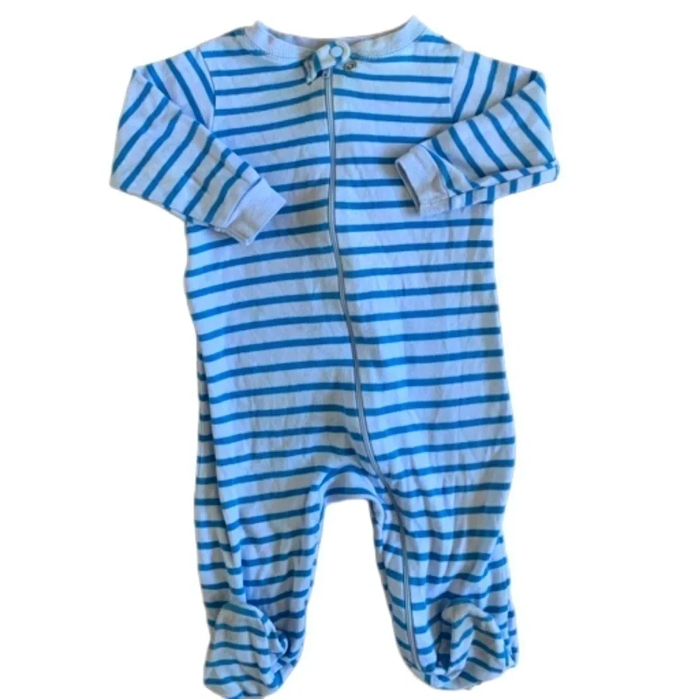 Faded Glory Striped Blue Long Sleeve Onesie